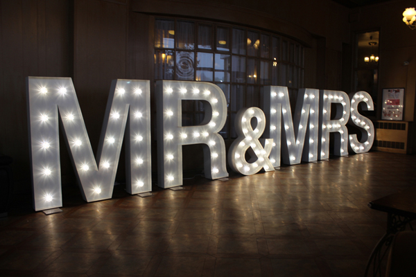 Giant Mr & Mrs light up letters